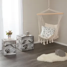 Homestyle4u Beistelltisch, Grau, Holz, 45x45x45 cm, Wohnzimmer, Wohnzimmertische, Beistelltische