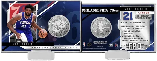 The Highland Mint NBA Philadelphia 76ers Silver Coin Card Collectible Blau