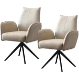 Hti-Living Esszimmerstuhl drehbar Polyester beige 2er Set