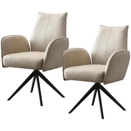 Hti-Living Esszimmerstuhl drehbar Polyester beige 2er Set