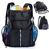 VIGEGARI Großer Strandrucksack Wasserdicht Sanddicht - Übergroßer Pool-Rucksack mit Kordelzug und Schuhfach für Toilettenartikel, Handtuch, Schwarz, Large, Rucksack