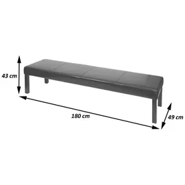 MCW Bank M37 Kunstleder 180x43x49 cm Schwarz Dunkle Beine