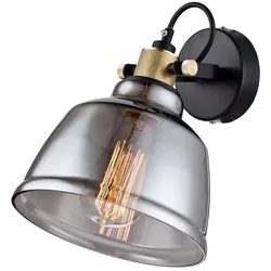 Wandlampe Wandleuchte Wandspot Spotlampe Spotleuchte Metall schwarz Rauchglas