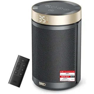 DREO Energiesparender Heizlüfter, 34 dB Leiser 1500W Elektrischer PTC Keramik, Thermostat, Überhitzungs- & Kippschutz, 12 Std. Timer, Elektroheizung für Räume Schlafzimmer, Atom 316, Gold