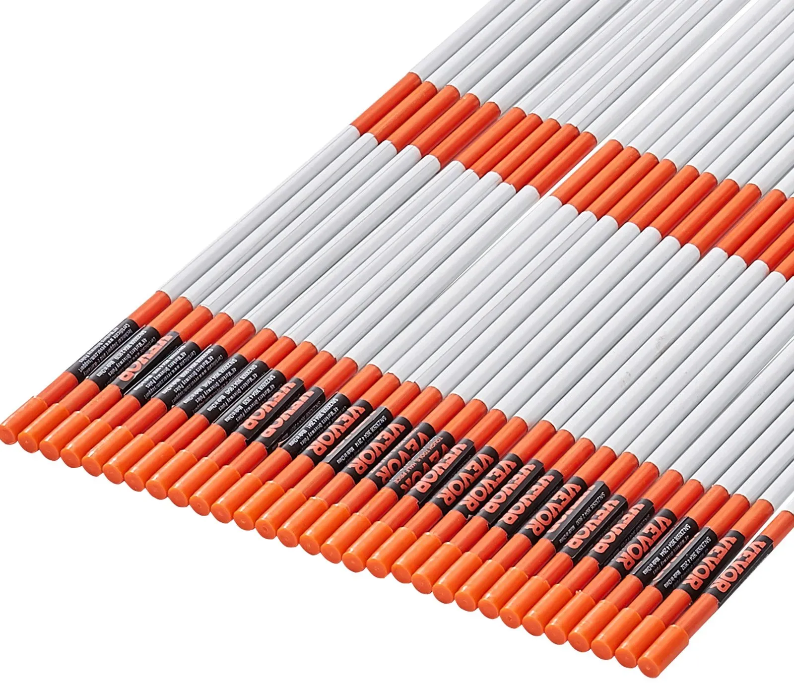 VEVOR Einfahrtsmarkierungen, 30 Stk. 121,92 cm, 1,02 cm Durchmesser, orangefarbene Glasfaserstangen, Schneepfähle mit reflektierendem Band, 30,48 cm Stahlbohrer und Schutzhandschuhe für Parkplätze, Ge