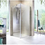 WELLTIME Eckdusche WELLTIME "Florenz 2.1", grau (chromfarben), B:90cm H:190cm T:90cm, Duschkabinen, Hebe-Senk-Mechanismus, barrierefrei einbaubar, mit Drehtüren