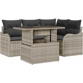 vidaXL Garten-Lounge-Set 5-tlg. hellgrau Polyrattan