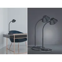 MeineWunschleuchte 2er Set Schreibtischleuchten mit Flexarm Grau, Höhe 33cm