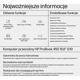 HP ProBook 450 G10 Intel Core i5-1335U 16 GB RAM 512 GB SSD 968R0ET