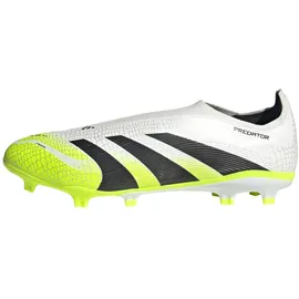 adidas PREDATOR LEAGUE LACELESS Firm Ground/Multi Ground Football Boots, Cloud White/Core Black/Lucid lemon), 48