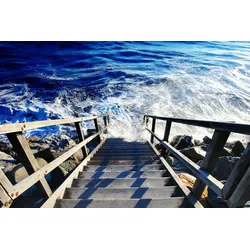 Fototapete PAPERMOON "Treppe ins Meer", bunt, B:2,50m L:1,86m, Vlies, Tapeten