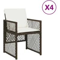 VidaXL Gartenstühle mit Kissen 4 Stk. Braun Poly Rattan