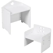 Relaxdays Kindersitzgruppe mit Tafel 2-tlg. MDF schwarz/weiß Sternenmotiv