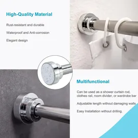 Intirilife Duschvorhangstange 155 cm silber