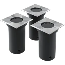 vidaXL Outdoor Bodenleuchten 3 Stk. Quadratisch