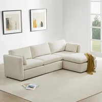 Kislot Oversized Modular Sectional Fabric Sofa Set, FSC Certified Extra Large L Shaped Couch Reversible Chaise Modular Sectional Couch, 112 inch Width,4 Seat Modular Sofa with Storage Ottoman