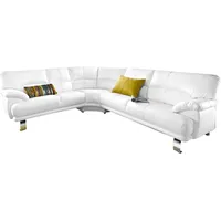 Ecksofa TRENDMANUFAKTUR "Cecilia in italienischem Design, modern und komfortabel, L-Form" Sofas Gr. B/H/T: 280cm x 87cm x 240cm, Kunstleder SOFTLUX, langer Schenkel rechts, ohne Funktion, weiß (altweiß) bequeme Armlehnen, mit langem Schenkel