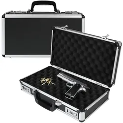 HMF 14403-02 Alu Waffenkoffer für Pistolen mit Zahlenschloss, 42 x 26 x 12 cm, Schwarz