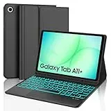 SENGBIRCH Tastaturhülle für Samsung Galaxy Tab A11 Plus 11" 2025 - QWERTZ Deutsche Beleuchtete Touchpad Tastatur, Abnehmbare Bluetooth Wireless Tastatur für Galaxy Tab A11+ 11 Zoll 2025, Schwarz