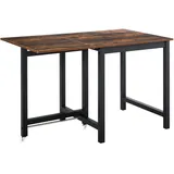 Homcom Esstisch ausziehbar, Klappbar Küchentisch für 4-6 Personen mit Rollen, Esszimmertisch aus Metall 118 x 70 x 76,5 cm Braun