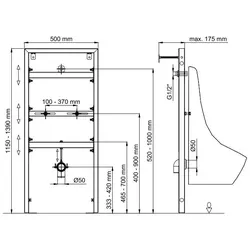 Belvit Trockenbau Vorwandelement, Montageelement für Urinal