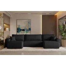 Kaiser Ecksofa mit schlaffunktion und bettkasten, Sofa U-form, Couch U-form CAPRI Neve Schwarz