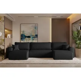 Kaiser Ecksofa mit schlaffunktion und bettkasten, Sofa U-form, Couch U-form CAPRI Neve Schwarz