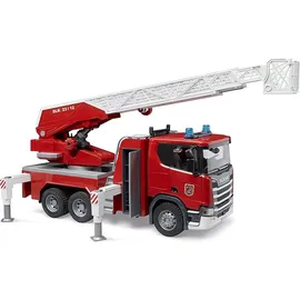 Bruder Scania Super 560R Feuerwehr mit Drehleiter, Wasserpumpe, L+S Modu