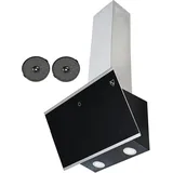 K&H Kopffreie Dunstabzugshaube 60cm Wandhaube [UMLUFT & ABLUFT] - Abzughaube mit Metall Fettfilter - Dunstabzug - LED - Bürstenloser Motor - GFMG-60E - 300 m3/h - Energkieklasse A++ (Schwarz)