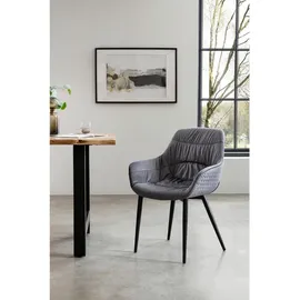 SalesFever Essgruppe, 5 tlg. 160 x 85 cm | Bezug Samt Grau, natur Holz, Metall, Textil, Akazie, massiv, konisch, 85x76.5x160 Esszimmer, Tische, Esstische