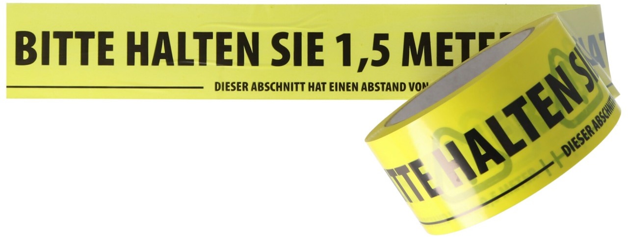 Bitte halten Sie 1,5 Meter Abstand, Corona Social Distancing Tape DISTANCING-TAPE 50mm x 66m B x L