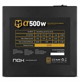 Nox-Xtreme NOX Hummer Alpha -NXHUMMERA500WBZ- 500-W-Netzteil, 80 PLUS Bronze-zertifiziert, aktives PFC, 120-mm-Lüfterdrehzahlregelung, Flachkabel, schwarz