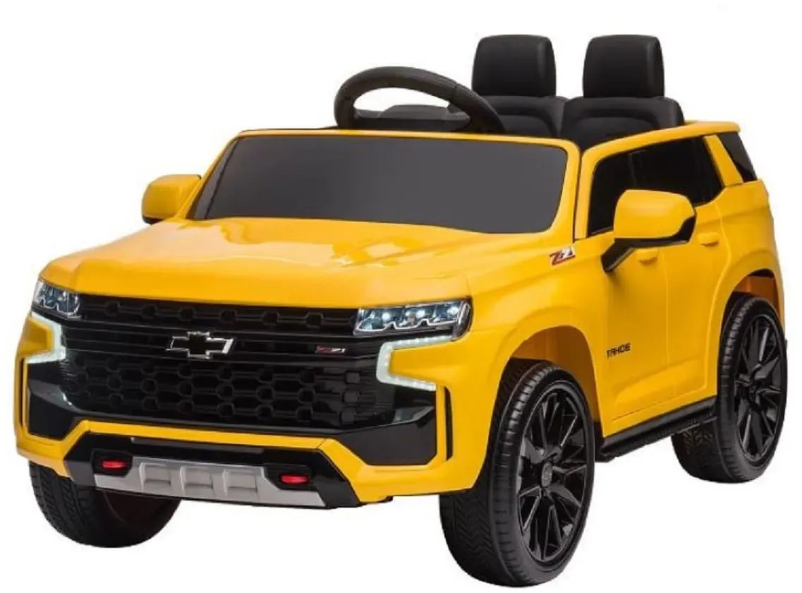 ES-Toys Kinder Elektroauto Chevrolet Tahoe EVA-Reifen Kunstledersitz Stoßdämpfer gelb