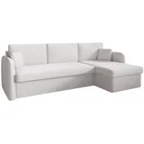 m-punkt Ecksofa NICE Abriamo Boucle Ecru Hell mit Bettfunktion und Bettkasten Bett Sofa