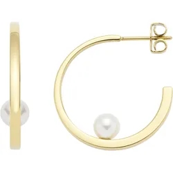Paar Creolen LEONARDO "Ohrringe Lucinda, 024332", gold (gelbgoldfarben, weiß), Ohrringe, Damen, Edelstahl-Perlen, Edelstahl, Perlen, mit Perle (imitiert)