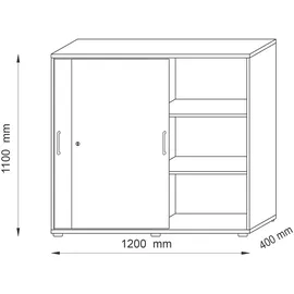 Hammerbacher Schiebetürenschrank V1753S/3/3/RE ahorn 2 Fachböden 120,0 x 40,0 x 110,0 cm