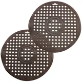 com-four® 2x Spülbeckeneinlage - Runde Spülbeckenmatte - Einlage für Spülbecken schützt die Oberfläche der Spüle und das Geschirr (2 Stück - braun)