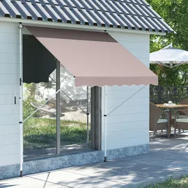Outsunny Sonnenschirm Markise Aluminium Polyester Cremeweiß L200 x B150 x H170-280 cm