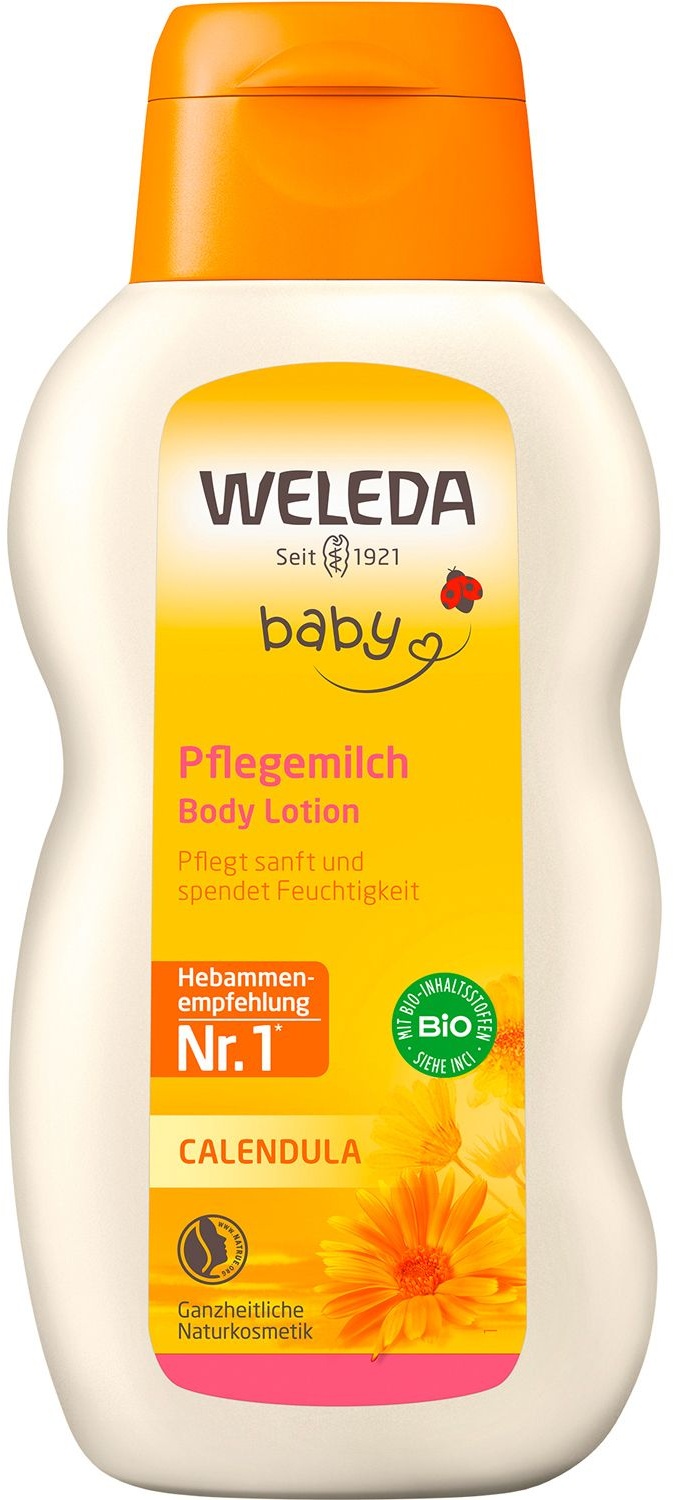 Weleda Baby Pflegemilch Calendula - reichhaltige, feuchtigkeitsspendende Körperlotion für Babyhaut