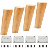 Qrity 4 Stück Möbelfüße Holz, 18cm Ersatz Sofafüße mit Montageplatten & Schrauben, für Schrank, Sofa, Couchtisch, TV-Schrank und andere Möbelbeine