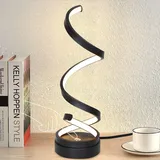 GBLY ZMH Nachttischlampe Touch Dimmbar LED Tischlampe - 12W Modern Tischleuchte Wohnzimmer mit 1,6M Kabel Schwarze Schreibtischlampe in Spiralförmigen Design Nachtlicht für Schlafzimmer Kinderzimmer