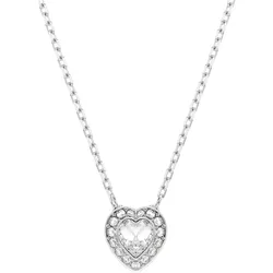 Kette mit Anhänger SWAROVSKI "Schmuck Geschenk Ariana Grande Halskette Herz", silber (metallfarben, kristallweiß), Halsketten, Damen, Metall, L: 38cm, mit Swarovski Kristall