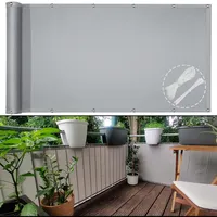 Frangivista Balkon Sichtschutz 75X350cm Sichtschutz Balkon Sichtschutz Balkon Blickdichte Wasserfest Windfest und UV-Schutz für Garten, Balkon Terrasse mit ?Sen Kabelbinder und Seil hellgrau