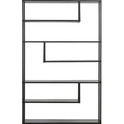 Bücherregal WOOOD "Teun", schwarz, Metall, Regale, aus Metall, viel Platz, H 188 cm x B 120 cm