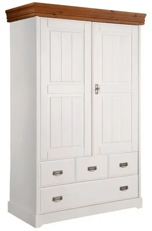G+K Wäscheschrank Hombre 120 x 190 cm Holz Weiß