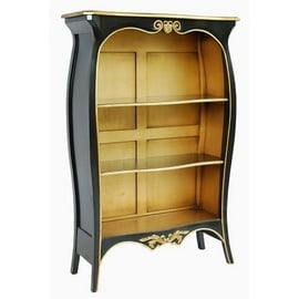 Casa Padrino Barock Bücherschrank Schwarz / Gold B 110 x H 169 cm Bücherregal Regal Schrank