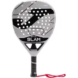 Joma Professioneller Padelschläger Slam Soft mit Rotarion- und Vibra-Technologie, 350 g, Grau, Schwarz, inkl. Tasche