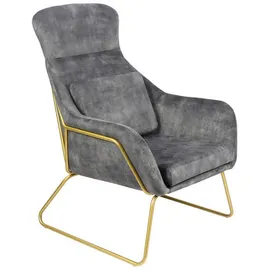 SalesFever Relaxsessel Budoni Samtvelours 73 x 102 x 80 cm Grau inklusive Rückenkissen
