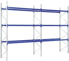 Bito Paletten-Komplettregal-Set P1 mit 3 Ebenen H4000xT1100xL19900 mm 600 kg, unmontiert enzianblau
