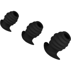 Analplug-Set mit Tunnel, 7,4-10 cm, schwarz